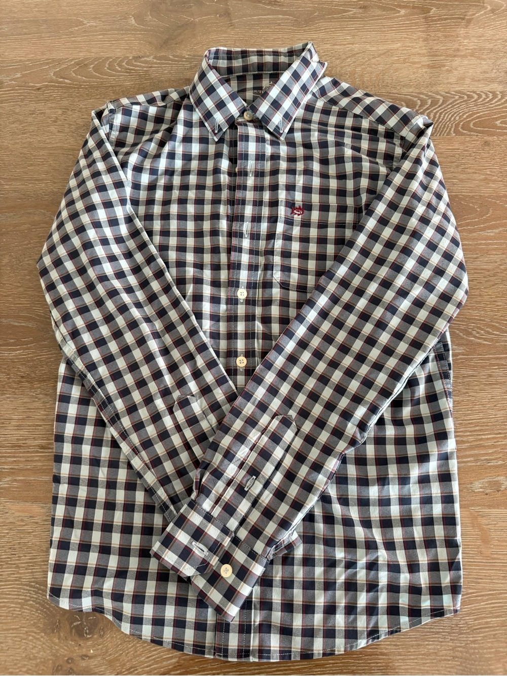 Southern Tide Boys Plaid Button-Down Shirt - Navy, White & Burgundy